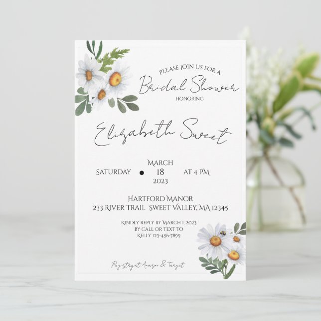 Invitación a ducharse nupcial, Daisies (Anverso de pie)
