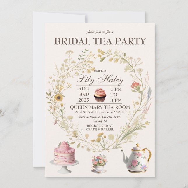 Invitación a ducharse nupcial de Fiesta de té de C (Anverso)