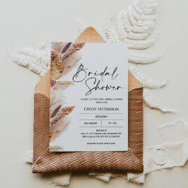 Invitación a ducharse nupcial en Boho Pampas