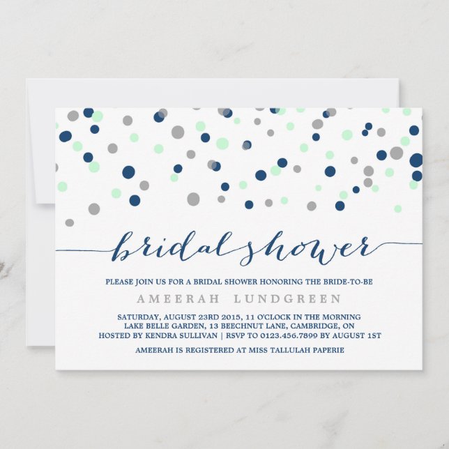 Invitación a duchas de novias con puntos de amarre (Anverso)