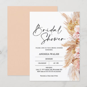 Invitación a duchas nupciales Grass Boho Pampas de