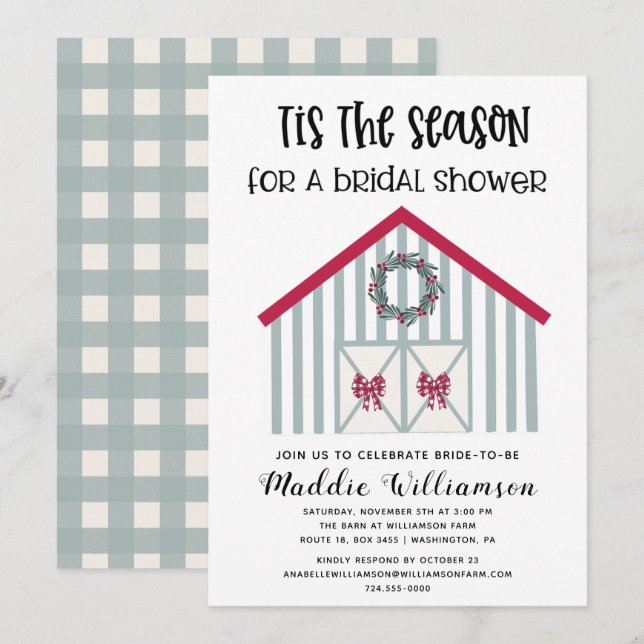 Invitación a duchas nupciales para Navidades rusos (Anverso / Reverso)