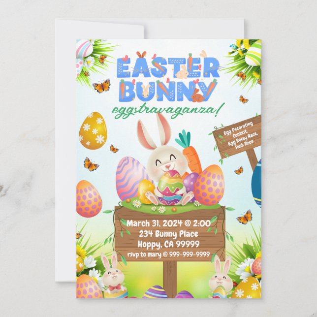 Invitación a Easter Bunny Eggstravaganza (Anverso)