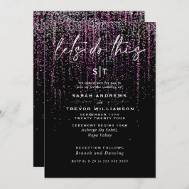 Invitación a Edgy Moda Magenta Purpurina Garland