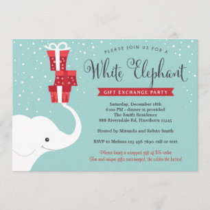 Invitación a elefante blanco, Fiesta Navidad invit