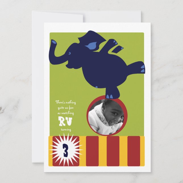 Invitación a elefante circo (Anverso)