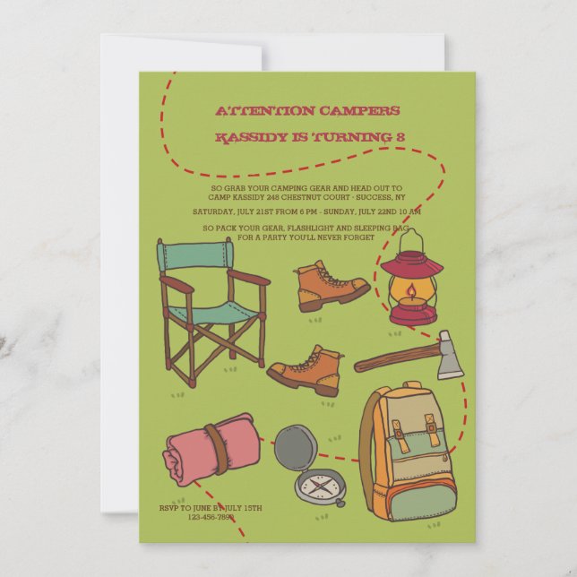 Invitación a elementos de acampada (Anverso)