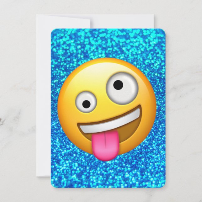 Invitación a emoji de purpurina azul (Anverso)