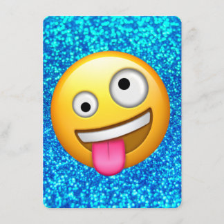 Invitación a emoji de purpurina azul