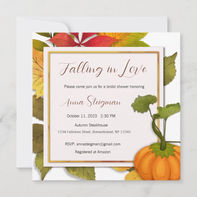 Invitación a enamorarse, ducha de novia, Boda (Anverso)
