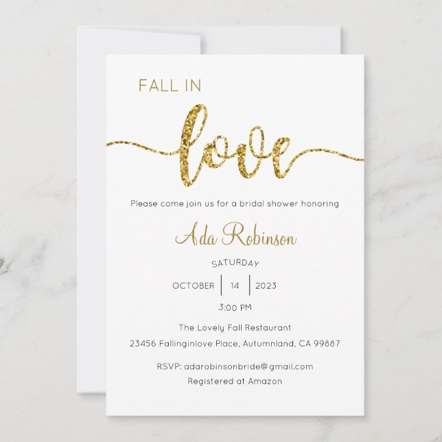 Invitación a enamorarse, ducha de novia, Boda (Anverso)