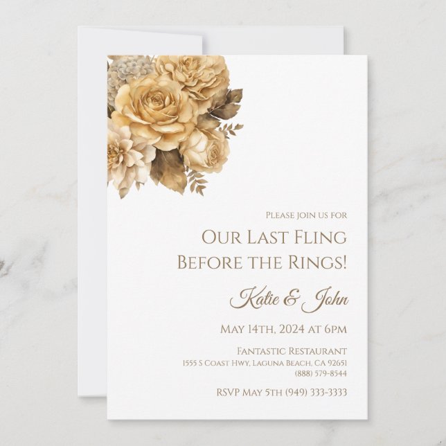 Invitación a ensayo boda Bouquet-Blanco neutro (Anverso)