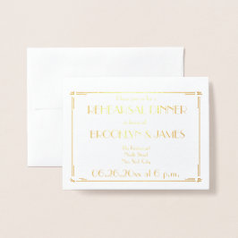 Invitación a ensayo de Boda de Relieve metalizado 