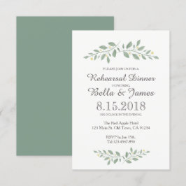 Invitación a ensayo de Boda floral verde