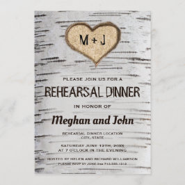 Invitación a ensayo de boda rústico en el corazón
