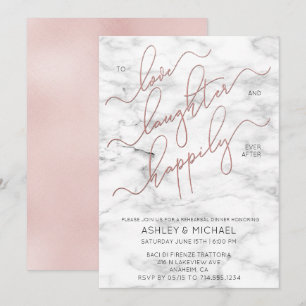 Invitación a ensayo de mármol con guión de oro de 