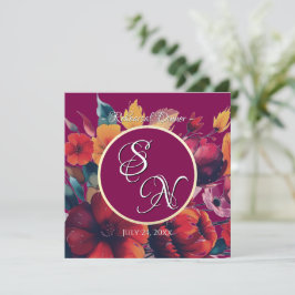 Invitación a ensayo de Plum Bouquet Boda