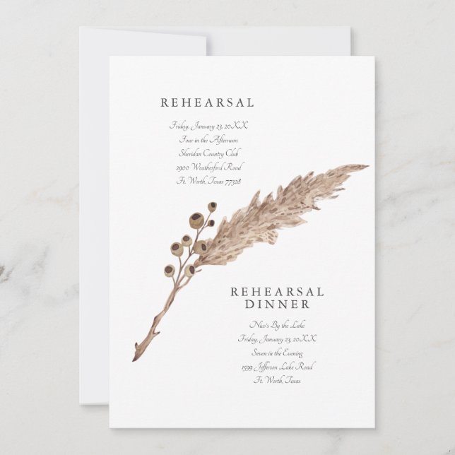 Invitación a ensayo simple del Boda Pampas (Anverso)