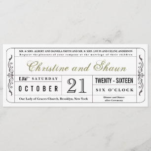 Invitación a entradas de bodas de cosecha en verde