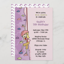 Invitación a escalar rock: cumpleaños de pelo rubi