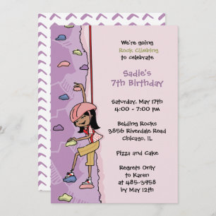 Invitación a escalar rock: cumpleaños del pelo neg