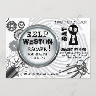 Invitación a escape room de misterio
