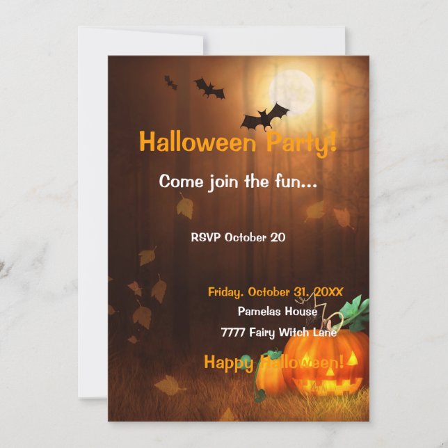 Invitación a escena de Halloween (Anverso)