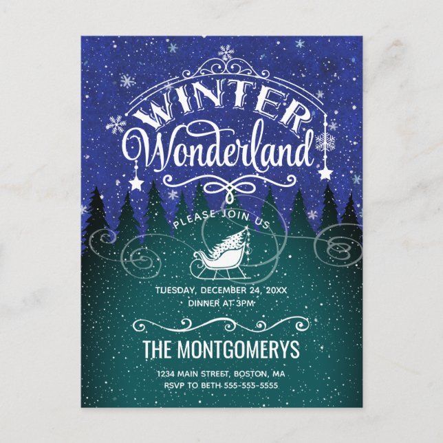 Invitación a escritura Wonderland de invierno para (Anverso)