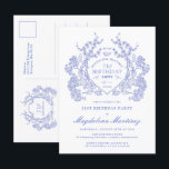Invitación a Escudo Floral Azul de cumpleaños 21ª<br><div class="desc">Un elegante escudo floral azul vintage francés ocupa el centro del escenario en esta invitación de cumpleaños intemporal. Ornate,  formal y muy femenina harán que cualquier dama de cumpleaños se sienta muy especial. Se dispone de suministros de fiesta de coordinación.</div>
