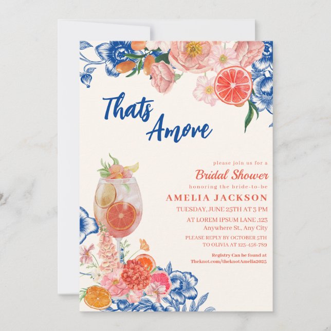 Invitación A eso le encanta la naranja floral Bridal Shower (Anverso)