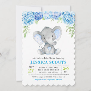 Invitación a espolvorear a Blue Elephant Boy Baby