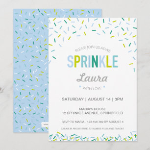 Invitación a espolvorear por bebé, gotas azules y