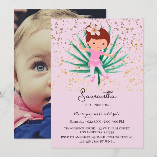 Invitación a espuma tropical de Ballerina (Anverso / Reverso)