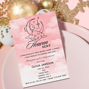 Invitación a estrellas mortales rosas de Baby Show