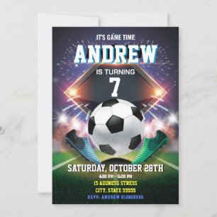 Invitación a estrenar por cumpleaños de fútbol per