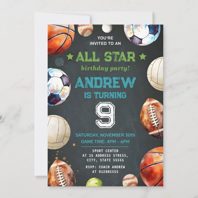 Invitación a estrenar por nacimiento de un deporte (Anverso)