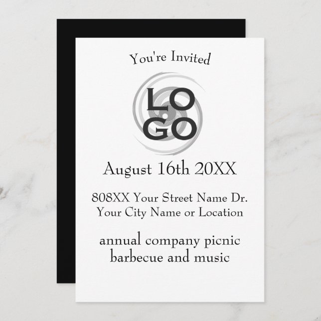 Invitación a evento con logotipo de empresa o empr (Anverso / Reverso)