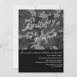 Invitación a evento de camuflaje, cena, fiesta, nu