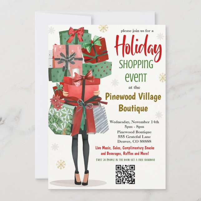 Invitación a evento de compras de vacaciones (Anverso)