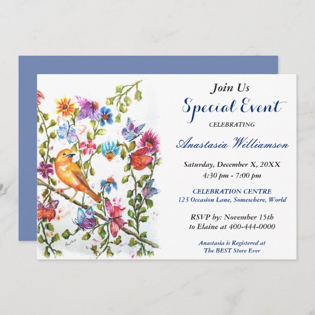 INVITACIÓN A EVENTO DE FIESTA AL AIRE LIBRE CAPRIC (Anverso / Reverso)