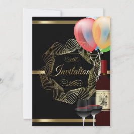 Invitación a Evento de Fiesta con Estilo Negro y D