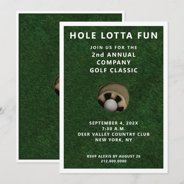 Invitación a evento de Fiesta de golf (Anverso / Reverso)