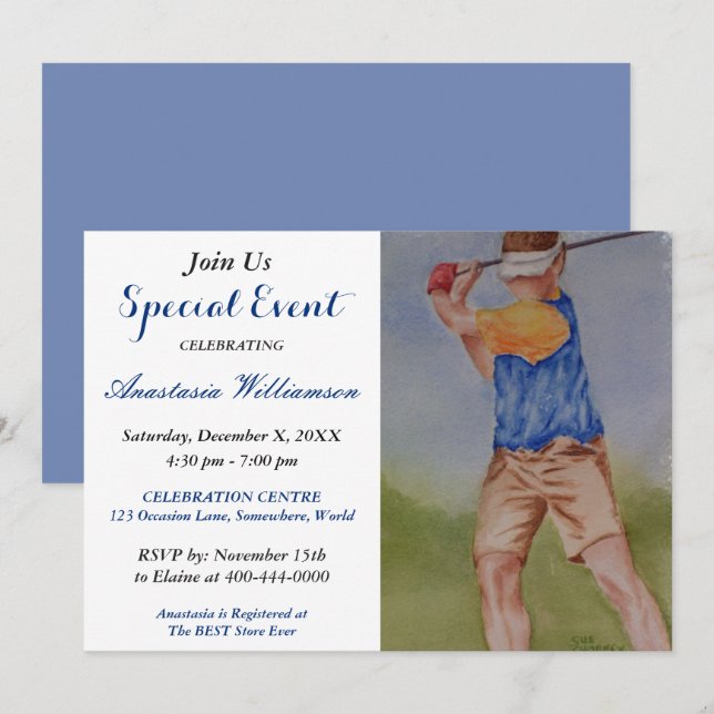 INVITACIÓN A EVENTO DE FIESTA DE GOLF (Anverso / Reverso)