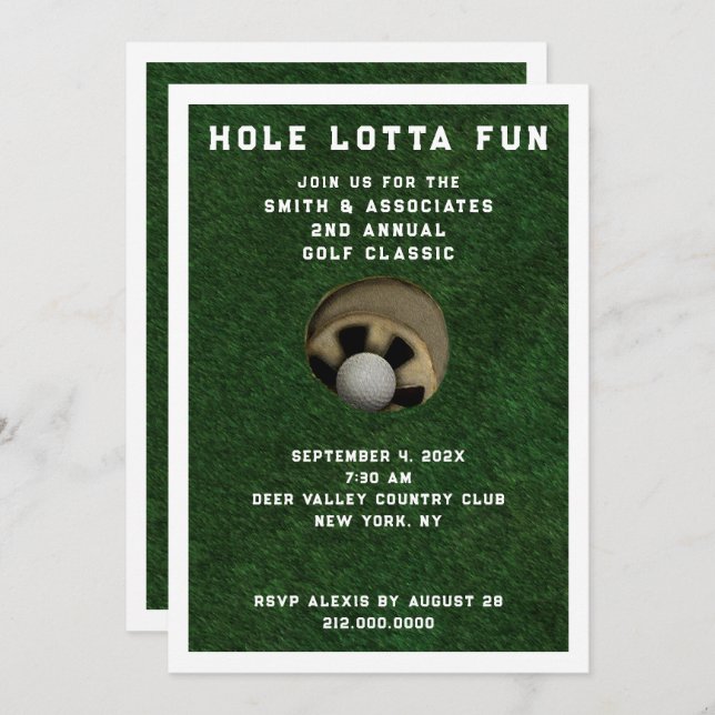 Invitación a evento de Fiesta de golf (Anverso / Reverso)