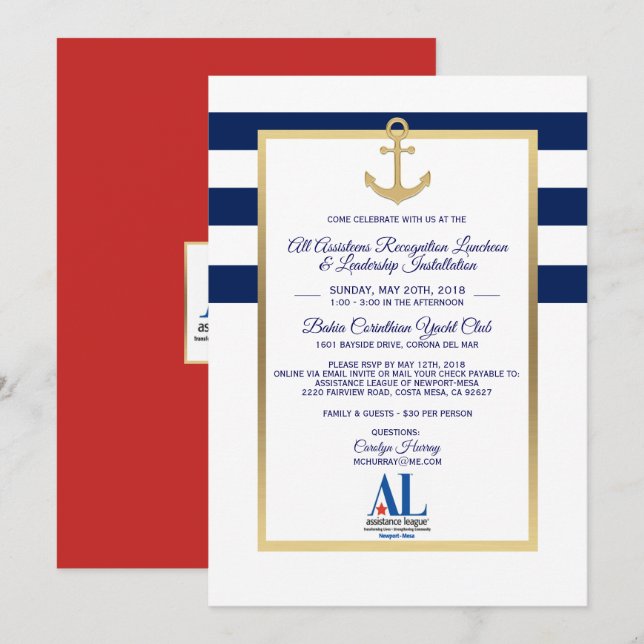Invitación a evento de Fiesta Náutico Azul de la M (Anverso / Reverso)