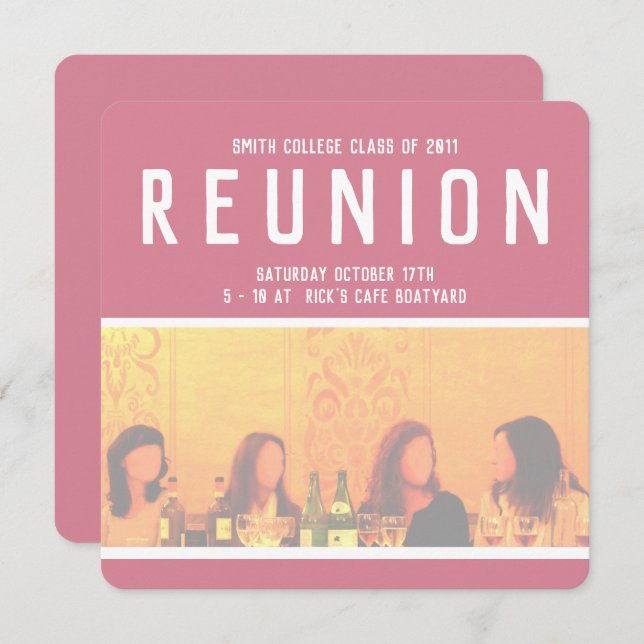 Invitación a evento de mujeres en rosa y amarillo (Anverso / Reverso)