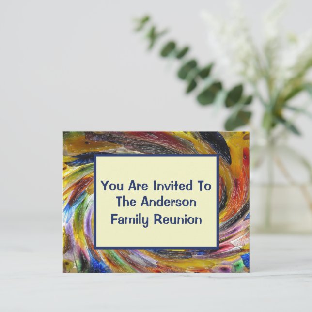 Invitación a evento Swirled De Dye De Reunión Fami (Anverso de pie)