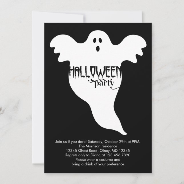Invitación a Fantasma Halloween (Anverso)