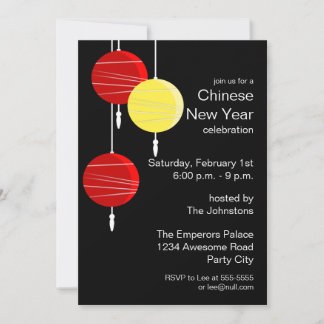 Invitación a farolillos chinos estilizados