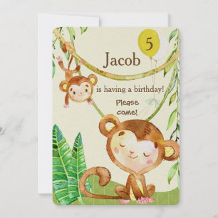 Invitación a feliz cumpleaños de mono